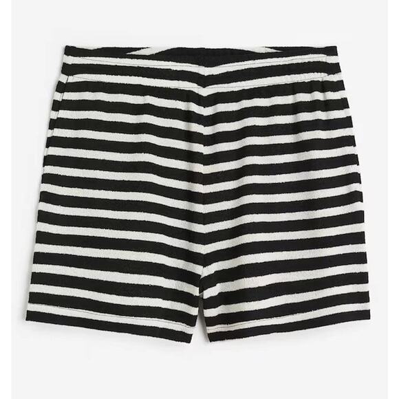 H&M Jersey Shorts Women's Sz XXL Black White Striped Pockets Stretch 3" Inseam - Picture 2 of 7